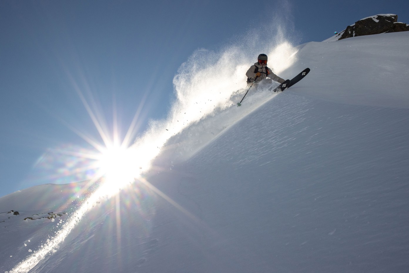 A skier descends in the French Alps.